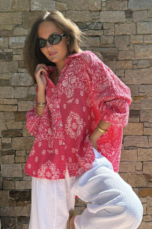 Hush Pillow Cotton Bandana B Boyfriend Shirt Miami Pink Pre order 2 weeks